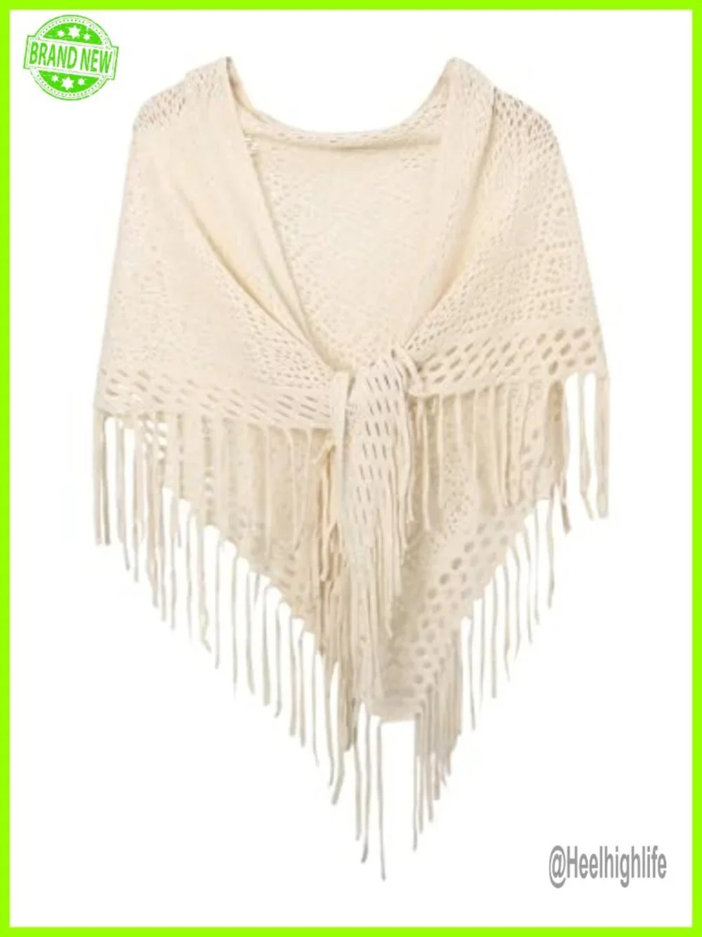 Crochet Hollow Out Poncho Fringe Shrug Lightweight Wrap Cardigan Scarf